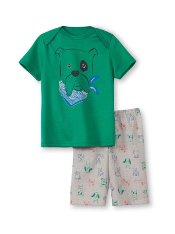 Pyjama in Grün/ Grau