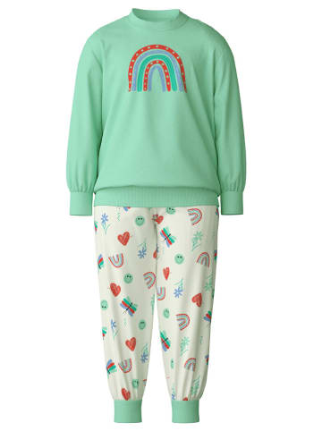 Pyjama in Grün/ Creme