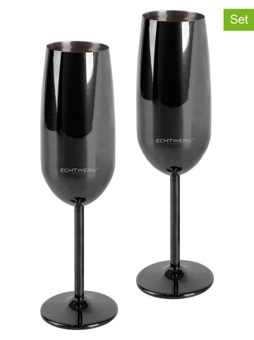 Kieliszki (2 szt.) w kolorze czarnym do szampana - 250 ml