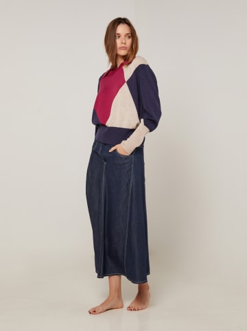 Pullover in Dunkelblau/ Rot/ Beige