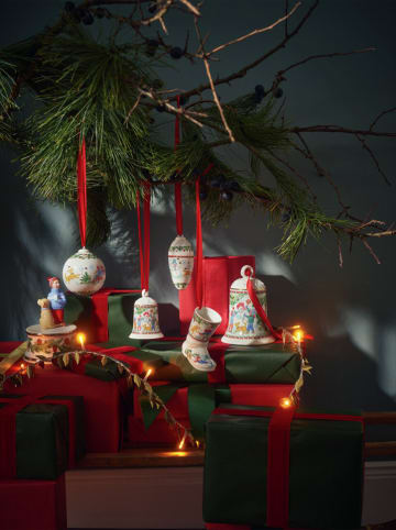 Christbaumglocke in Weiß/ Grün - (H)7,5 x Ø 5,3 cm