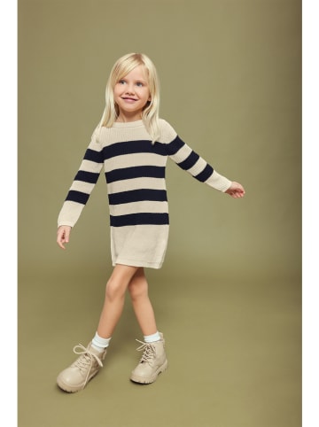 Strickkleid in Beige/ Schwarz