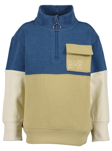 Sweatshirt in Blau/ Beige