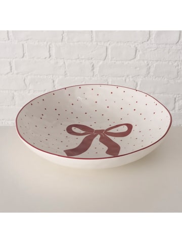 Kom "Boucle" wit/rood - Ø 33,5 cm