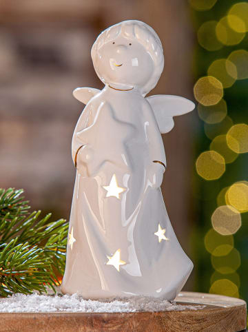 Dekoracyjna lampa LED "Emiliel" w kolorze białym - 9,5 x 20 x 8 cm