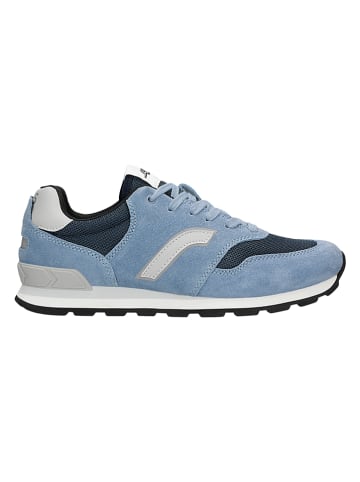 Skórzane sneakersy w kolorze błękitno-szarym