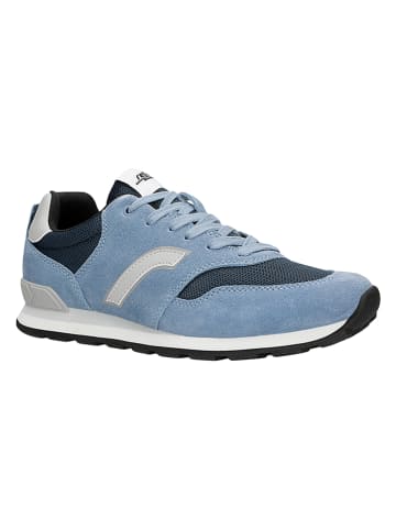 Leder-Sneakers in Hellblau/ Grau