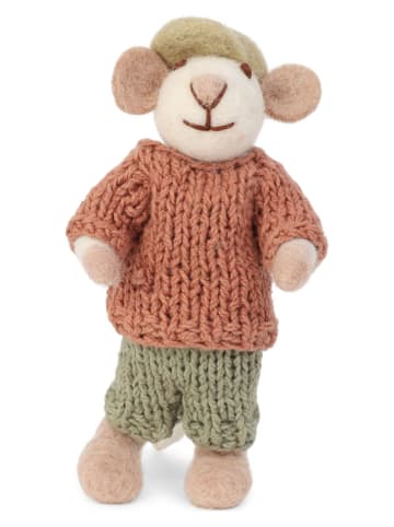 Figurka dekoracyjna w kolorze kremowo-pomarańczowo-zielonym - dł. 11 cm