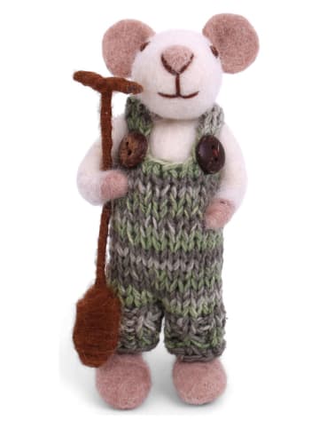 Figurka dekoracyjna "Mouse" w kolorze zielono-białym - dł. 11 cm