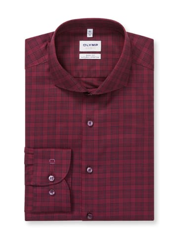 Hemd "Level 5" - Body fit - in Rot/ Schwarz