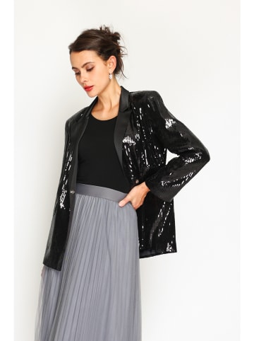 Paillettenblazer zwart