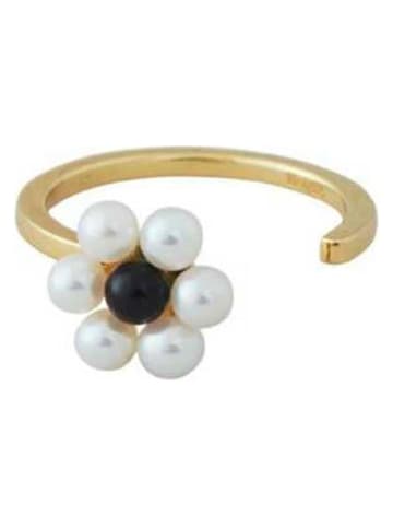 Vergold. Ring ''My Flower'' mit Perlen und Edelstein