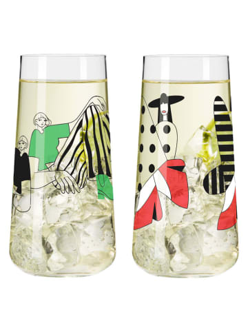 Szklanki (2 szt.) "Online Fashion" w kolorze czarno-zielonym - 500 ml