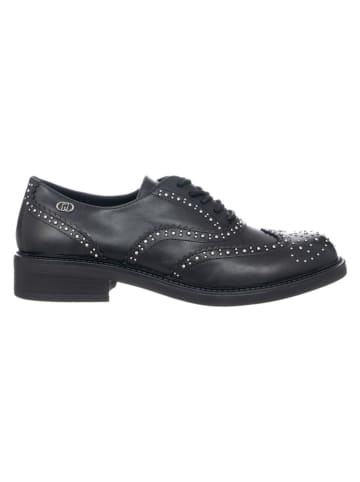 Leder-Schnürschuhe in Schwarz