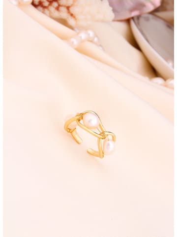 Vergold. Ring mit Perlen