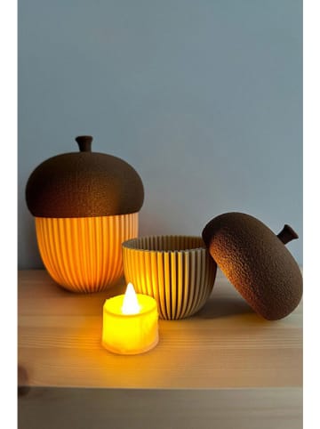2er-Set: Teelichthalter in Creme/ Braun