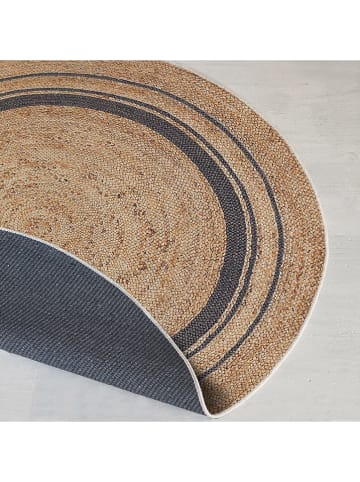 Laagpolig tapijt beige/donkerblauw