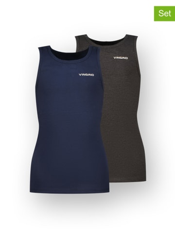 2-delige set: onderhemden donkerblauw/antraciet