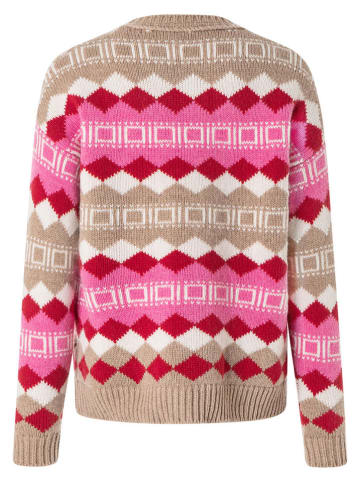 Wollpullover in Beige/ Pink/ Rot