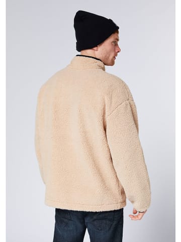 Fleecepullover in Beige/ Schwarz