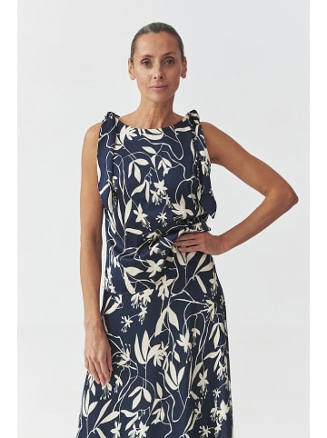 Blousetop donkerblauw/wit