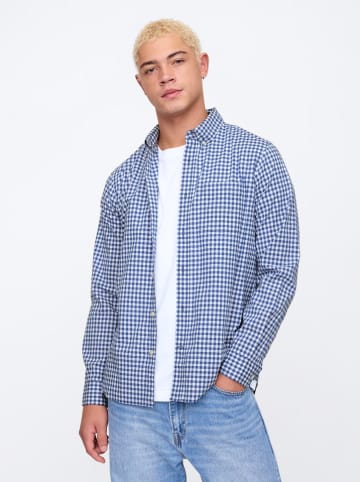 Blouse - regular fit - blauw/wit