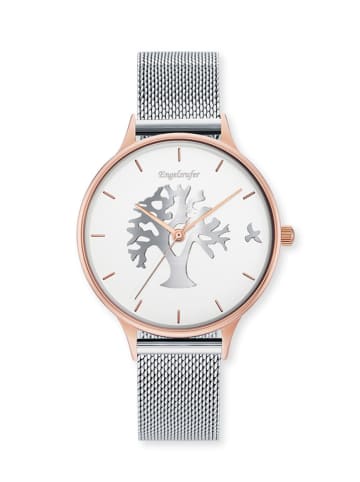 Quarzuhr "Lebensbaum" in Silber/ Rosa/ Weiß - Ø 34 mm