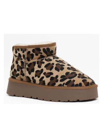 Leder-Winterboots "Mina" in Beige/ Braun