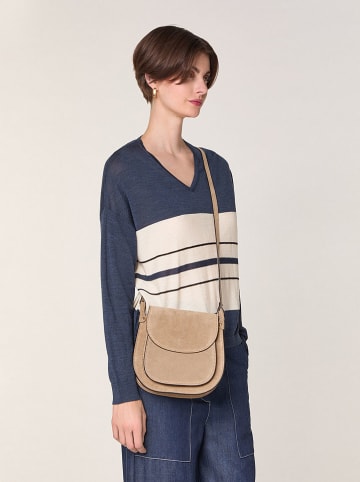 Wollpullover in Dunkelblau/ Creme