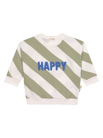 Sweatshirt in Creme/ Grün