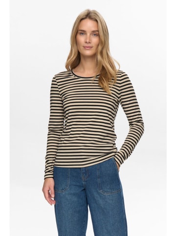 Longsleeve in Schwarz/ Beige