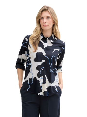 Bluse in Weiß/ Dunkelblau