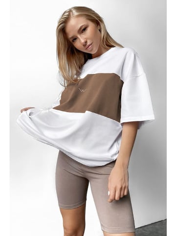 Shirt in Weiß/ Hellbraun