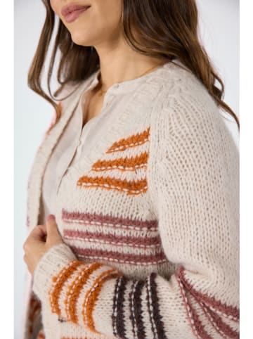 Cardigan in Creme/ Orange/ Braun