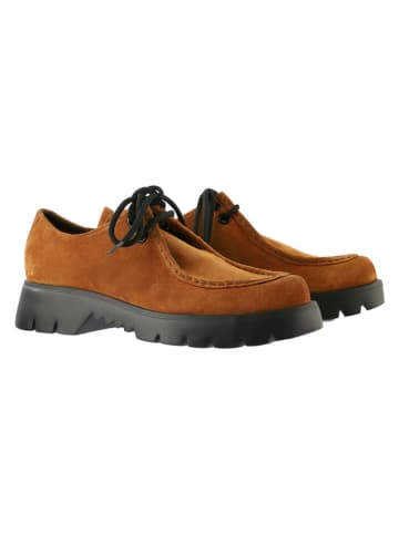 Leder-Schnürschuhe in Hellbraun