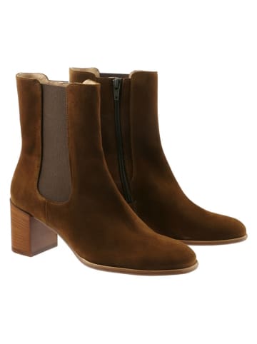 Skórzane botki w kolorze khaki