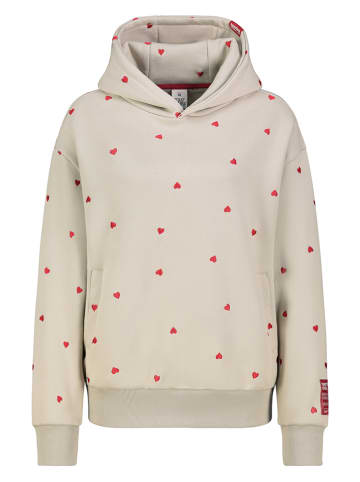 Hoodie in Beige/ Rot