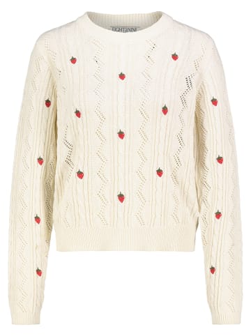 Pullover in Creme/ Rot