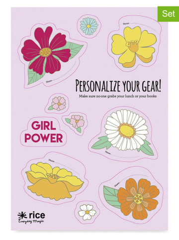 2-delige set: lunchboxstickers "Flower Power" meerkleurig