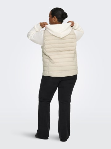 Doorgestikte bodywarmer crème