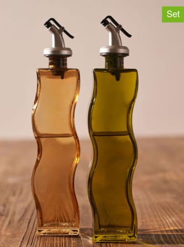 2tlg. Set: Essig- & Ölspender "Wavy" in Grün - 250 ml