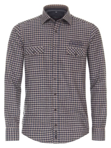 Koszula - Casual fit - w kolorze granatowo-jasnobrązowym