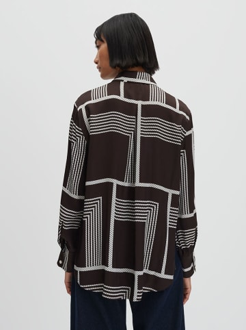 Blouse bruin/wit