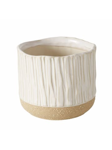 Übertopf "Diona" in Weiß/ Beige - (H)9,5 cm