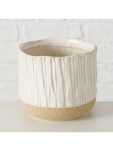 Übertopf "Diona" in Weiß/ Beige - (H)9,5 cm