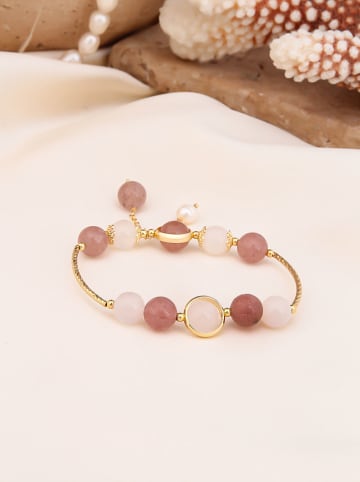 Vergulde armband met edelstenen en parels