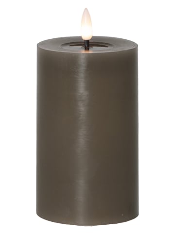 Ledwaskaars "Flamme Flow Pillar" taupe - (H)15 cm
