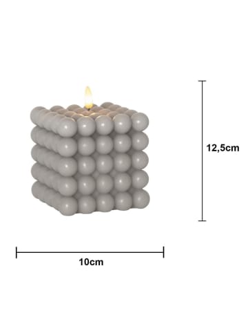 LED-Wachskerze "Flamme Dot" in Grau - (H)12,5 cm