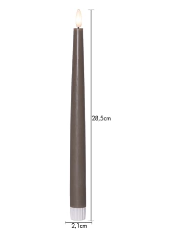 2er-Set: LED-Kerzen "Flamme Slim" in Braun - (H)28,5 cm