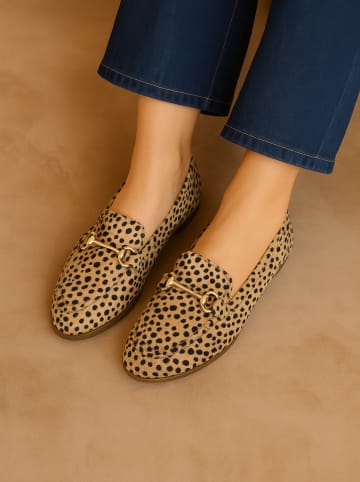 Mocassins camel/zwart